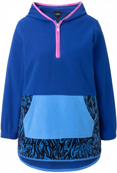 Ulla Popken Color Block Fleece Hoodie Denim Blue - Collegetröjor & hoodies - 