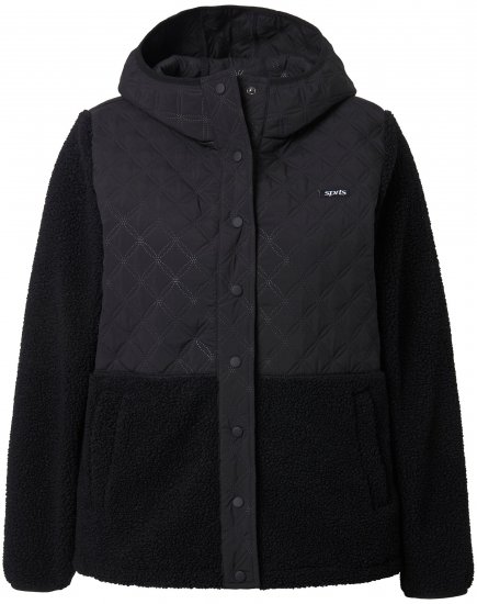 Ulla Popken Mixed Texture Hoodie Black - Collegetröjor & hoodies - 