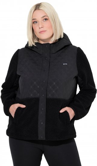 Ulla Popken Mixed Texture Hoodie Black - Collegetröjor & hoodies - 
