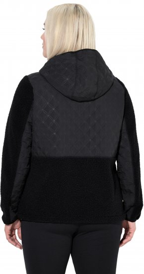 Ulla Popken Mixed Texture Hoodie Black - Collegetröjor & hoodies - 