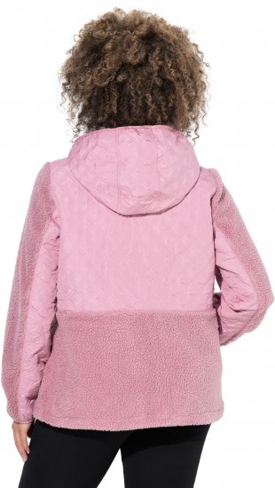 Ulla Popken Mixed Texture Hoodie Wildberry - Collegetröjor & hoodies - 