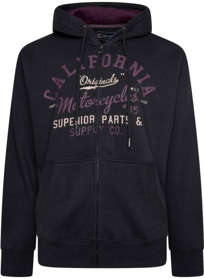 Kam Jeans 7085 California Zip Thru Hoodie Black - Tröjor & hoodies - Stora hoodies & tröjor - 2XL-14XL
