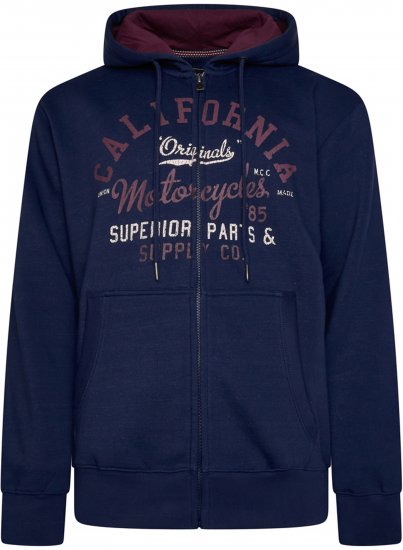 Kam Jeans 7085 Californai Zip Thru Hoodie Navy - Tröjor & hoodies - Stora hoodies & tröjor - 2XL-14XL