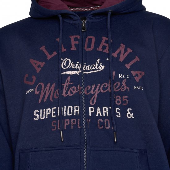 Kam Jeans 7085 Californai Zip Thru Hoodie Navy - Tröjor & hoodies - Stora hoodies & tröjor - 2XL-14XL