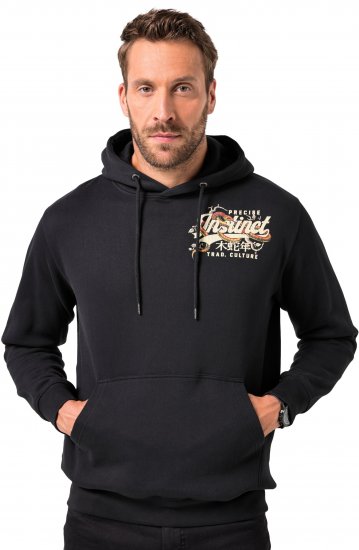 JP1880 Hoodie Breast Print Instinct Black - Tröjor & hoodies - Stora hoodies & tröjor - 2XL-14XL
