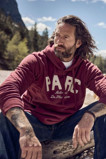 JP1880 Hoodie with Embroidery Aubergine - Tröjor & hoodies - Stora hoodies & tröjor - 2XL-14XL