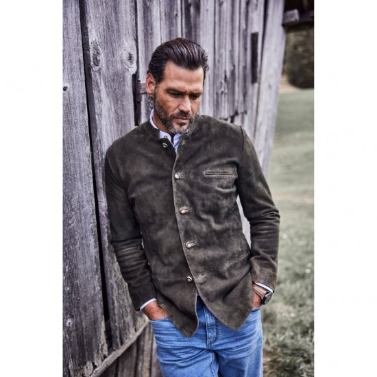 JP1880 Jacket Goat Suede Traditional Mahogany Brown - Trachten & Oktoberfest - Oktoberfestkläder i stora storlekar (Trachten)