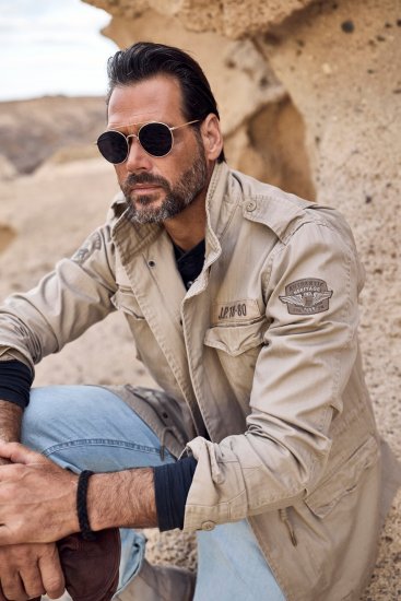 JP1880 Field Jacket with Badges Vintage Look Dark Beige - Jackor - Stora jackor - 2XL-12XL