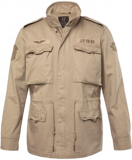 JP1880 Field Jacket with Badges Vintage Look Dark Beige - Jackor - Stora jackor - 2XL-12XL