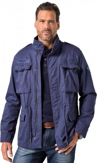 JP1880 Field Jacket with Badges Vintage Look Light Azure Blue - Jackor - Stora jackor - 2XL-12XL