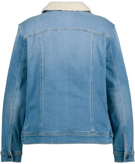 Ulla Popken Teddy Fleece Lined Denim Jacket Blue Denim - Jackor - 
