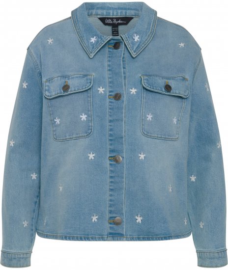 Ulla Popken Embroidered Denim Jacket Light Blue - Jackor - 