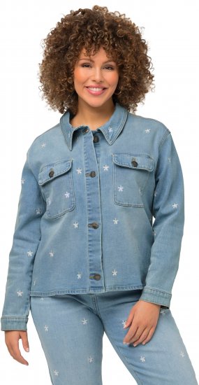 Ulla Popken Embroidered Denim Jacket Light Blue - Jackor - 