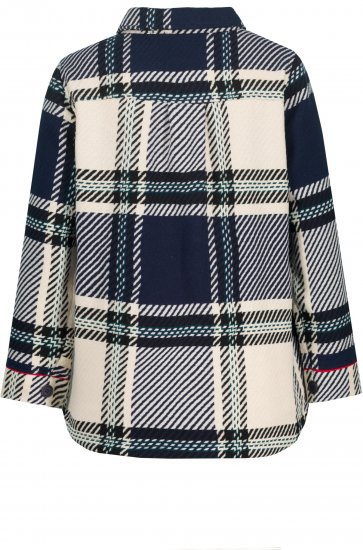 Ulla Popken Plaid Contrast Detail Button Front Jacket - Ulla Popken - 