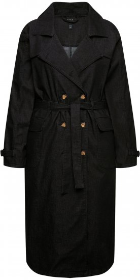 Ulla Popken Denim Acid Wash Trench Coat Black - Jackor - 