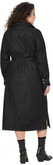 Ulla Popken Denim Acid Wash Trench Coat Black - Jackor - 