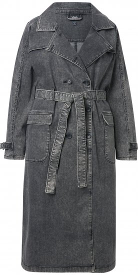 Ulla Popken Denim Acid Wash Trench Coat Grey Denim - Jackor - 