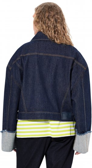 Ulla Popken Stretch Fit Cropped Denim Jacket Rinsed Wash - Jackor - 
