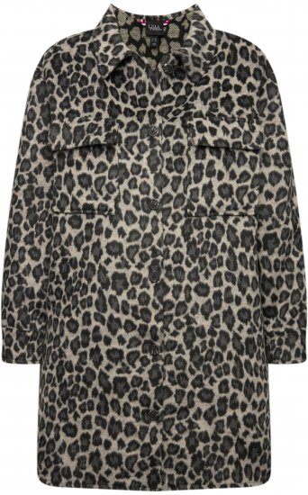Ulla Popken Leopard Print Shirt Jacket Black - Jackor - 