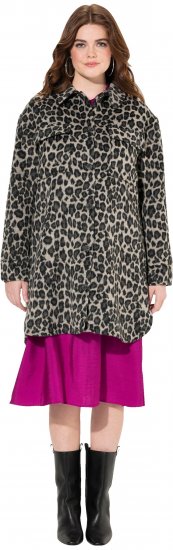 Ulla Popken Leopard Print Shirt Jacket Black - Jackor - 