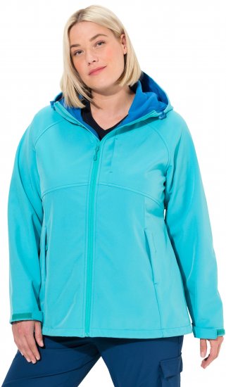 Ulla Popken Softshell Contrast Color Jacket Turquoise - Jackor - Damjackor i stora storlekar