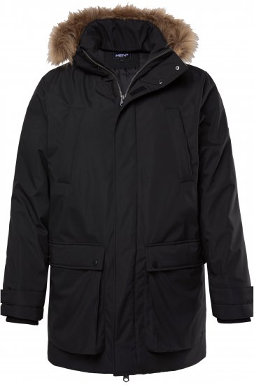 Men Plus Parka With Fur Hood Black - Jackor - Stora jackor - 2XL-12XL