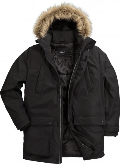 Men Plus Parka With Fur Hood Black - Jackor - Stora jackor - 2XL-12XL