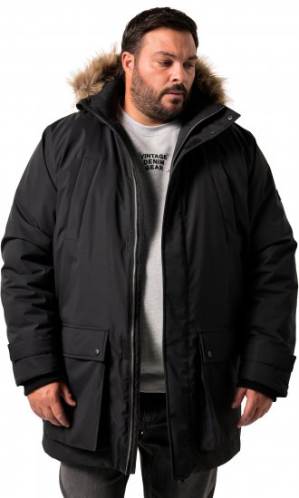 Men Plus Parka With Fur Hood Black - Jackor - Stora jackor - 2XL-12XL
