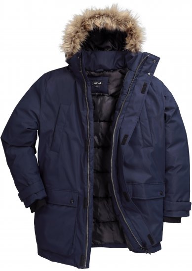 Men Plus Parka With Fur Hood Navy - Jackor - Stora jackor - 2XL-12XL