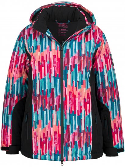 Ulla Popken HYPRAR Graphic Stripe Fully Lined Ski Jacket Teal - Jackor - 