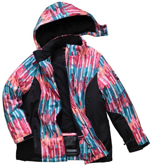 Ulla Popken HYPRAR Graphic Stripe Fully Lined Ski Jacket Teal - Jackor - 