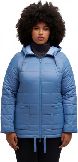 Ulla Popken Reversible Butterfly Print Fully Lined Quilted Jacket Blue Denim - Jackor - 