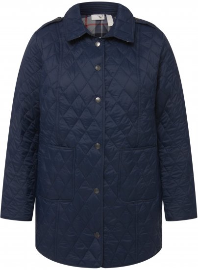 Ulla Popken Quilted Jacket with Plaid Lining Navy - Jackor - 