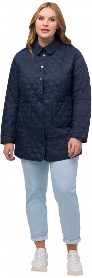 Ulla Popken Quilted Jacket with Plaid Lining Navy - Jackor - 