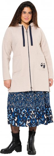 Ulla Popken Oversized Teddy Plush Heart Detail Jacket Pebble Grey - Jackor - 