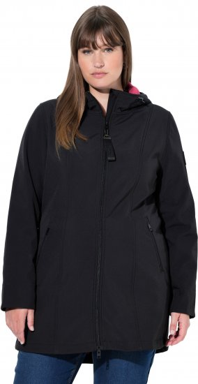 Ulla Popken Hyprar Soft Shell Water Repellent Hooded Jacket Black - Jackor - 
