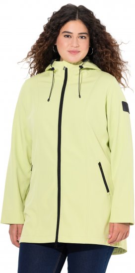 Ulla Popken Hyprar Soft Shell Water Repellent Hooded Jacket Lime Green - Jackor - 