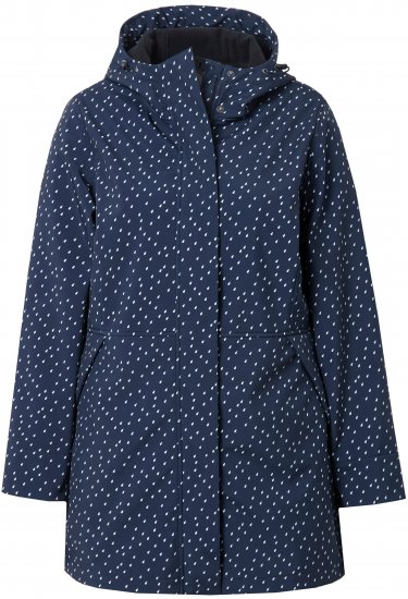 Ulla Popken Raindrop Print Longline Waterproof Jacket Navy - Jackor - 