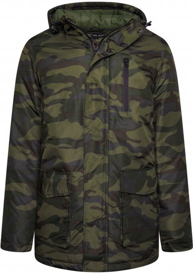 Kam Jeans KV143 Camo Print Hooded Coat Khaki - Jackor - Stora jackor - 2XL-12XL