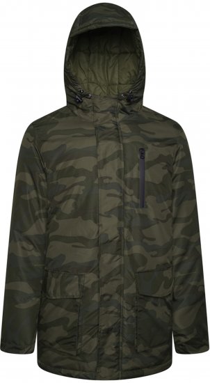Kam Jeans KV143 Camo Print Hooded Coat Khaki - Jackor - Stora jackor - 2XL-12XL