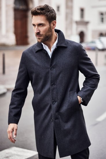 JP1880 Coat Wool Blend Water Repellent Dark Grey - Jackor - Stora jackor - 2XL-12XL