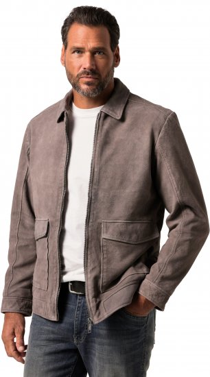 JP1880 Leather Jacket Lamskin Suede Grey - Jackor - Stora jackor - 2XL-12XL