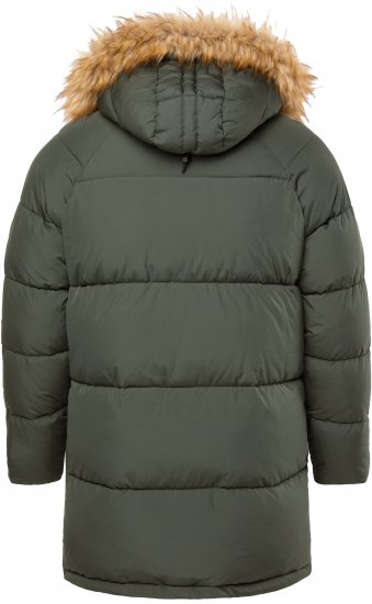 JP1880 Quilted Parka Lightweight and Warm with Faux Fur Hood Dark Green - Jackor - Stora jackor - 2XL-12XL