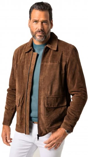 JP1880 Leather Jacket Genuine Cowhide Brown - Jackor - Stora jackor - 2XL-12XL