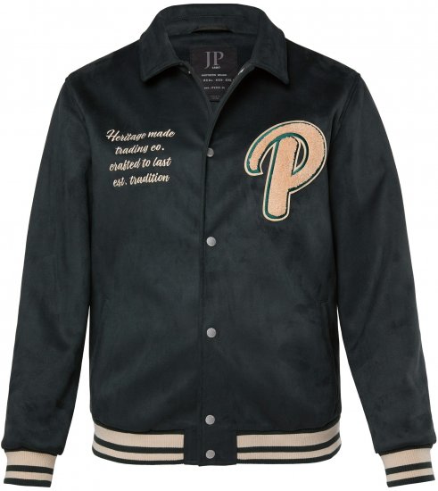 JP1880 Blouson Velour with Chest Embroidery Dark Green - Jackor - Stora jackor - 2XL-12XL