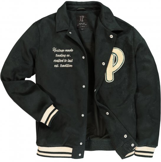 JP1880 Blouson Velour with Chest Embroidery Dark Green - Jackor - Stora jackor - 2XL-12XL