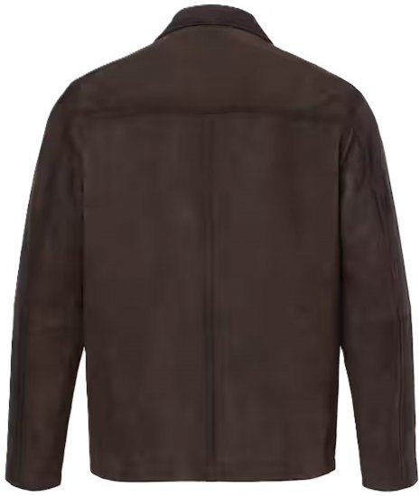 JP1880 Leather Jacket Goat Suede Shirt Collar Dark Brown - Jackor - Stora jackor - 2XL-12XL