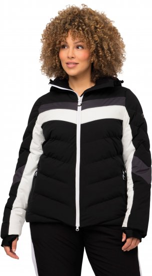 Ulla Popken HYPRAR Chevron Stripe Triple Function Quilted Fully Lined Ski Jacket Black - Jackor - 