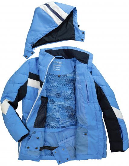 Ulla Popken HYPRAR Chevron Stripe Triple Function Quilted Fully Lined Ski Jacket Pastel Petrol - Jackor - 