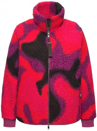 Ulla Popken Abstract Print Zip Fleece Jacket Pink Berry - Jackor - 